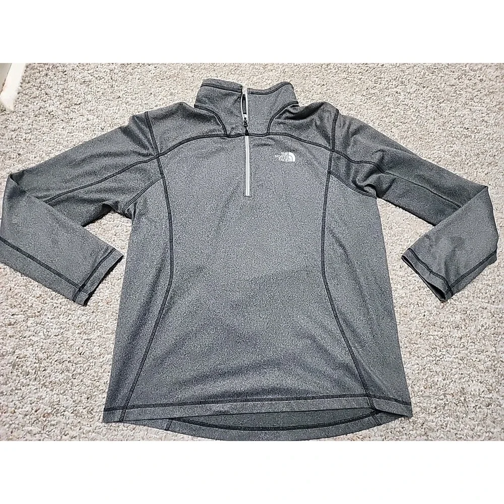 North Face Mens Tech 1/4 Zip Fleece Pullover Outdoors Gray‎ Size Large